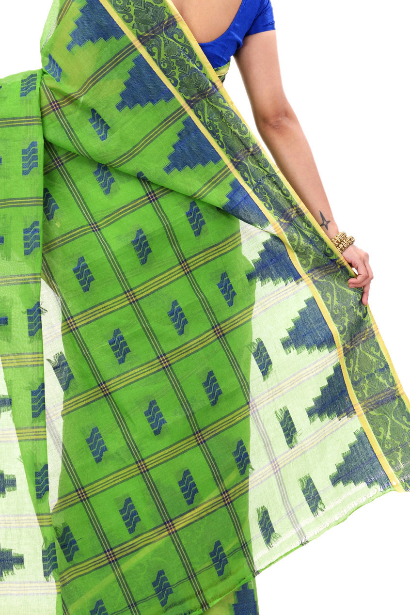 Green Pure Cotton Kamala Desiging Tant Saree (225)